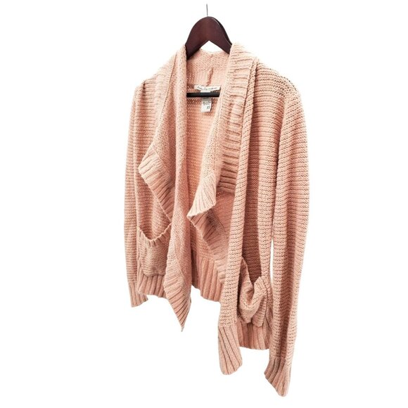 American Rag XS Entry Cie Chunky Cable Knit Drape Open Front Sweater Cardigan - Picture 7 of 11